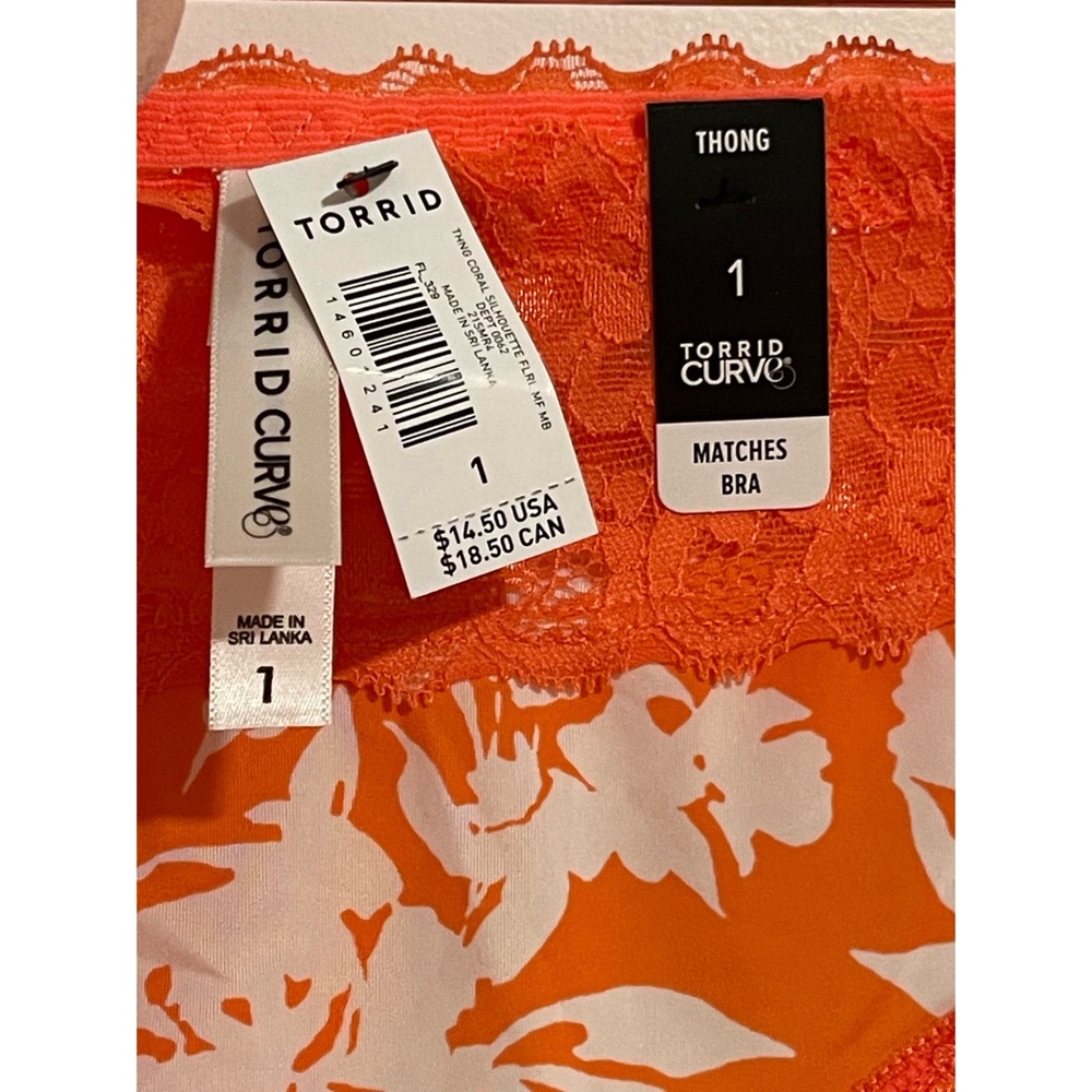 Torrid Coral Floral Bra (40DDD) and Thong (1X) Set NWT - Picture 7 of 12